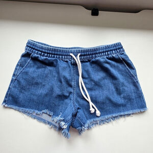 Aerie Blue Denim Women's Frayed Shorts Sz S